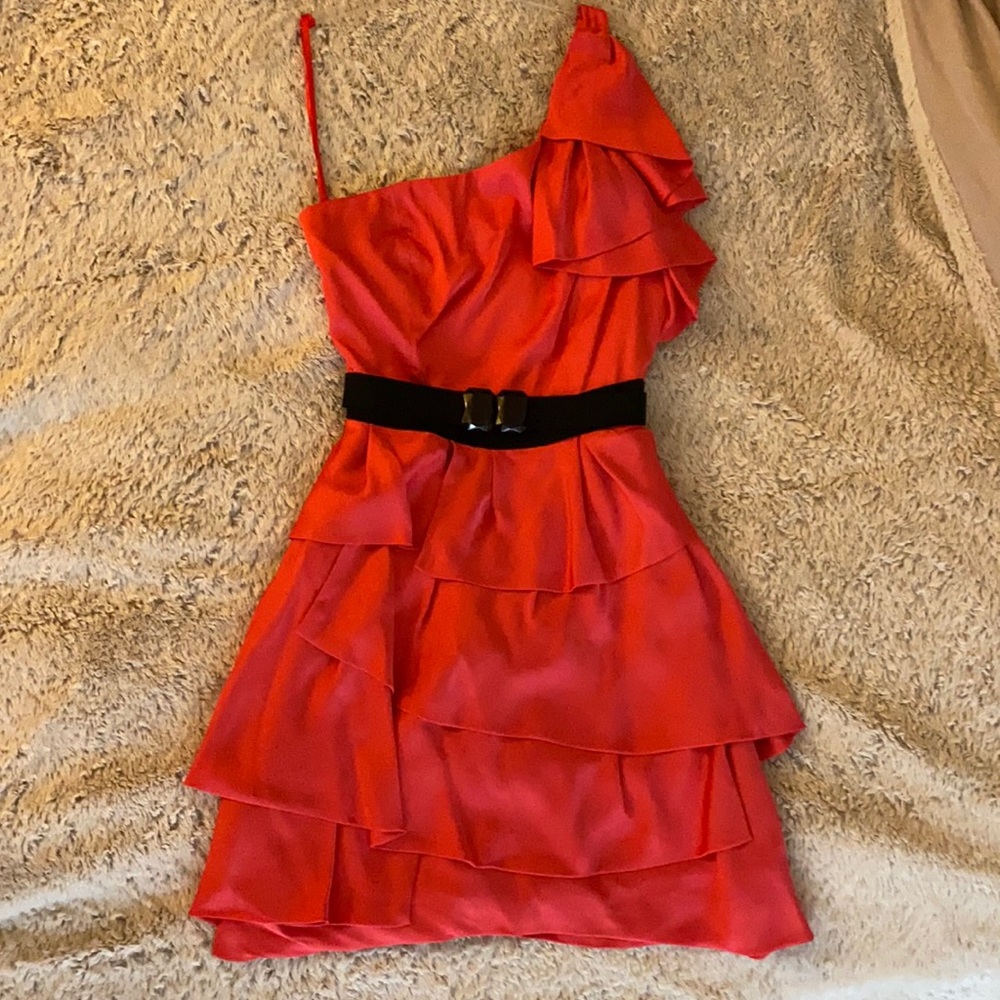 Coral BCBG one shoulder dress